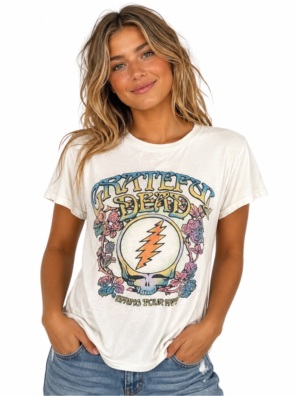 Daydreamer Grateful Dead Spring Tour 1977 Steal Your Face Tee XS